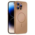 For iPhone 14 Pro Max Thin Circle MagSafe Skin-feel AG Glass Phone Case(Desert Gold)