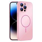 For iPhone 14 Pro Max Thin Circle MagSafe Skin-feel AG Glass Phone Case(Pink)
