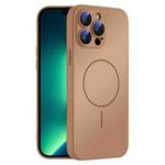 For iPhone 13 Pro Max Thin Circle MagSafe Skin-feel AG Glass Phone Case(Desert Gold)