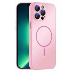 For iPhone 13 Pro Max Thin Circle MagSafe Skin-feel AG Glass Phone Case(Pink)