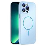 For iPhone 13 Pro Max Thin Circle MagSafe Skin-feel AG Glass Phone Case(Sky Blue)