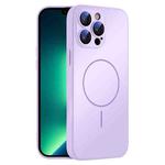 For iPhone 13 Pro Max Thin Circle MagSafe Skin-feel AG Glass Phone Case(Purple)