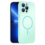 For iPhone 13 Pro Thin Circle MagSafe Skin-feel AG Glass Phone Case(Light Cyan)