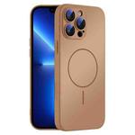 For iPhone 13 Pro Thin Circle MagSafe Skin-feel AG Glass Phone Case(Desert Gold)