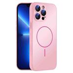 For iPhone 13 Pro Thin Circle MagSafe Skin-feel AG Glass Phone Case(Pink)