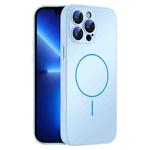 For iPhone 13 Pro Thin Circle MagSafe Skin-feel AG Glass Phone Case(Sky Blue)