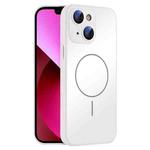 For iPhone 13 Thin Circle MagSafe Skin-feel AG Glass Phone Case(White)
