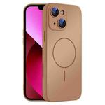For iPhone 13 Thin Circle MagSafe Skin-feel AG Glass Phone Case(Desert Gold)