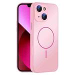 For iPhone 13 Thin Circle MagSafe Skin-feel AG Glass Phone Case(Pink)