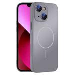 For iPhone 13 Thin Circle MagSafe Skin-feel AG Glass Phone Case(Titanium Gray)