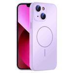 For iPhone 13 Thin Circle MagSafe Skin-feel AG Glass Phone Case(Purple)