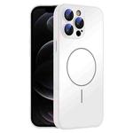 For iPhone 12 Pro Thin Circle MagSafe Skin-feel AG Glass Phone Case(White)