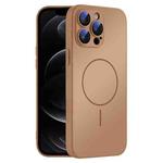 For iPhone 12 Pro Thin Circle MagSafe Skin-feel AG Glass Phone Case(Desert Gold)