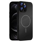 For iPhone 12 Pro Thin Circle MagSafe Skin-feel AG Glass Phone Case(Black)