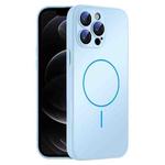 For iPhone 12 Pro Thin Circle MagSafe Skin-feel AG Glass Phone Case(Sky Blue)