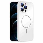 For iPhone 12 Pro Max Thin Circle MagSafe Skin-feel AG Glass Phone Case(White)
