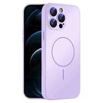 For iPhone 12 Pro Max Thin Circle MagSafe Skin-feel AG Glass Phone Case(Purple)