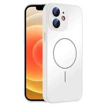 For iPhone 12 Thin Circle MagSafe Skin-feel AG Glass Phone Case(White)