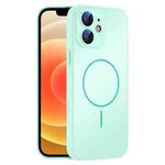 For iPhone 12 Thin Circle MagSafe Skin-feel AG Glass Phone Case(Light Cyan)