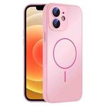 For iPhone 12 Thin Circle MagSafe Skin-feel AG Glass Phone Case(Pink)