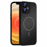 For iPhone 12 Thin Circle MagSafe Skin-feel AG Glass Phone Case(Black)