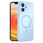 For iPhone 12 Thin Circle MagSafe Skin-feel AG Glass Phone Case(Sky Blue)
