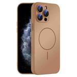 For iPhone 11 Pro Max Thin Circle MagSafe Skin-feel AG Glass Phone Case(Desert Gold)