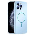 For iPhone 11 Pro Max Thin Circle MagSafe Skin-feel AG Glass Phone Case(Sky Blue)