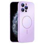 For iPhone 11 Pro Max Thin Circle MagSafe Skin-feel AG Glass Phone Case(Purple)