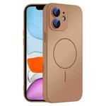 For iPhone 11 Thin Circle MagSafe Skin-feel AG Glass Phone Case(Desert Gold)