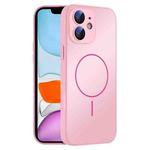 For iPhone 11 Thin Circle MagSafe Skin-feel AG Glass Phone Case(Pink)