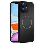 For iPhone 11 Thin Circle MagSafe Skin-feel AG Glass Phone Case(Black)