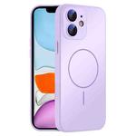 For iPhone 11 Thin Circle MagSafe Skin-feel AG Glass Phone Case(Purple)