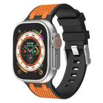 For Apple Watch 42mm / 41mm / 40mm / 38mm Kalebol Farmhouse Oak Silicone Strap(Black + Orange)