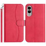 For Samsung Galaxy S25 Edge 5G Dual-Folded S-shape Leather Phone Case(Rose Red)
