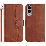 For Samsung Galaxy S25 Edge 5G Dual-Folded S-shape Leather Phone Case(Coffee)