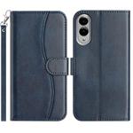 For Samsung Galaxy S25 Edge 5G Dual-Folded S-shape Leather Phone Case(Navy Blue)
