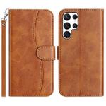For Samsung Galaxy S24 Ultra 5G Dual-Folded S-shape Leather Phone Case(Brown)