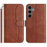 For Samsung Galaxy S24 5G Dual-Folded S-shape Leather Phone Case(Coffee)