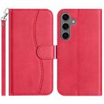 For Samsung Galaxy S24+ 5G Dual-Folded S-shape Leather Phone Case(Rose Red)