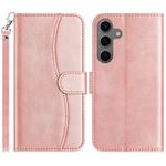 For Samsung Galaxy S24+ 5G Dual-Folded S-shape Leather Phone Case(Rose Gold)