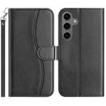For Samsung Galaxy S24+ 5G Dual-Folded S-shape Leather Phone Case(Black)