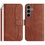 For Samsung Galaxy S24+ 5G Dual-Folded S-shape Leather Phone Case(Coffee)