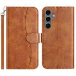 For Samsung Galaxy S24+ 5G Dual-Folded S-shape Leather Phone Case(Brown)
