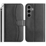 For Samsung Galaxy S24 FE 5G Dual-Folded S-shape Leather Phone Case(Black)
