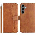 For Samsung Galaxy S24 FE 5G Dual-Folded S-shape Leather Phone Case(Brown)