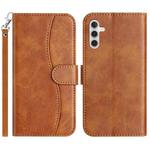 For Samsung Galaxy S23 FE 5G Dual-Folded S-shape Leather Phone Case(Brown)