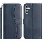 For Samsung Galaxy S23 FE 5G Dual-Folded S-shape Leather Phone Case(Navy Blue)
