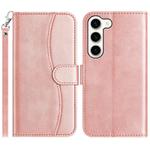 For Samsung Galaxy S23 5G Dual-Folded S-shape Leather Phone Case(Rose Gold)