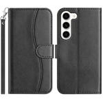 For Samsung Galaxy S23 5G Dual-Folded S-shape Leather Phone Case(Black)